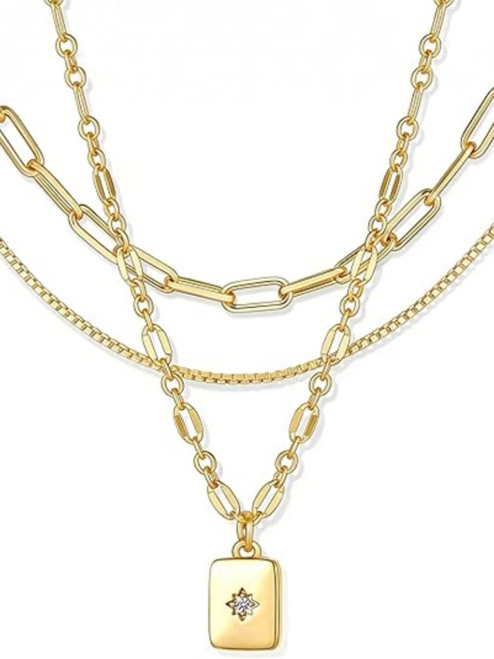 3Pcs 14K Gold Plated Layered Choker Necklace Set for Women Jewelry